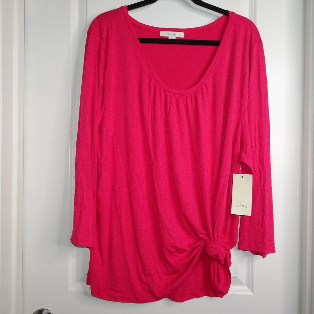 NWT Sejour Nordstrom Pink Plus Size Long Sleeve Tee Blouse